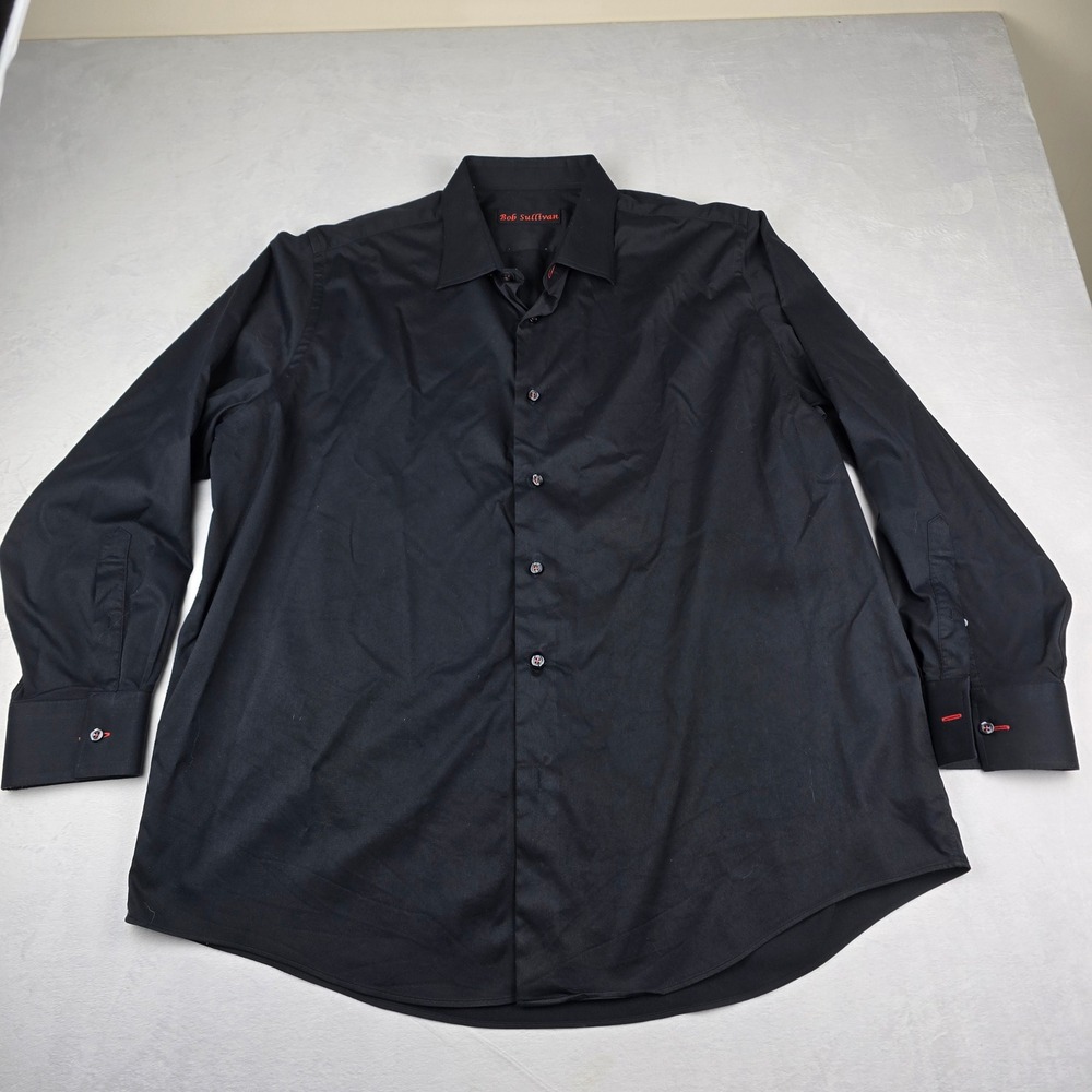 Bob Sullivan Mens Black Long Sleeve Dress Shirt‎ 91% Nylon 9% Spandex